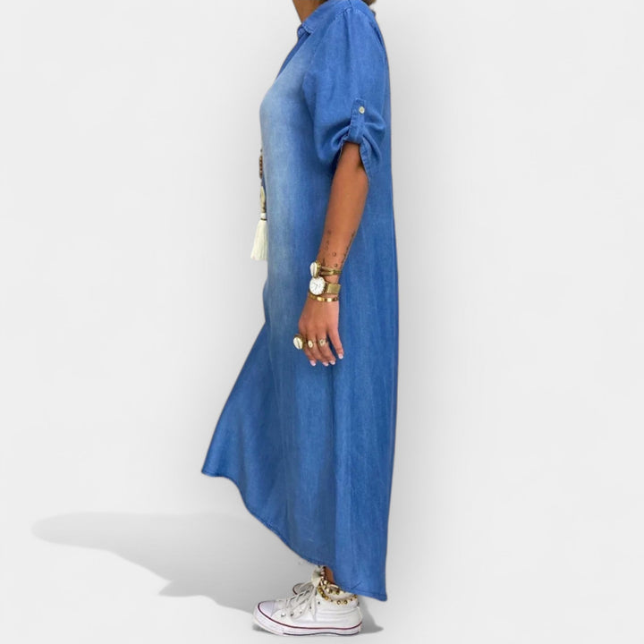 Naledi – Long Denim Dress with Slit