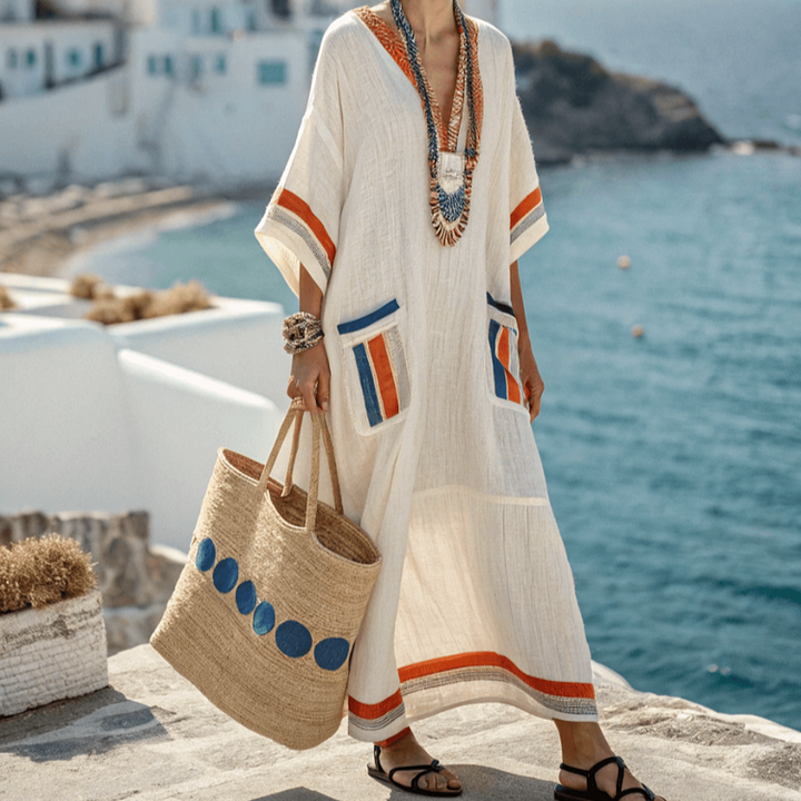 Relaxed Midi Dress with Natural Charm