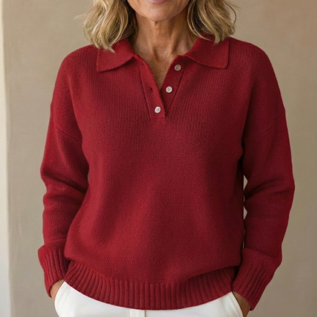 Emma | Soft Knit Sweater with Collar - Relaxed Fit