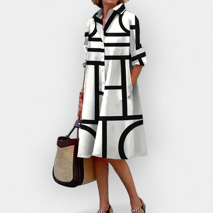 Dress with Pockets and Geometric Pattern
