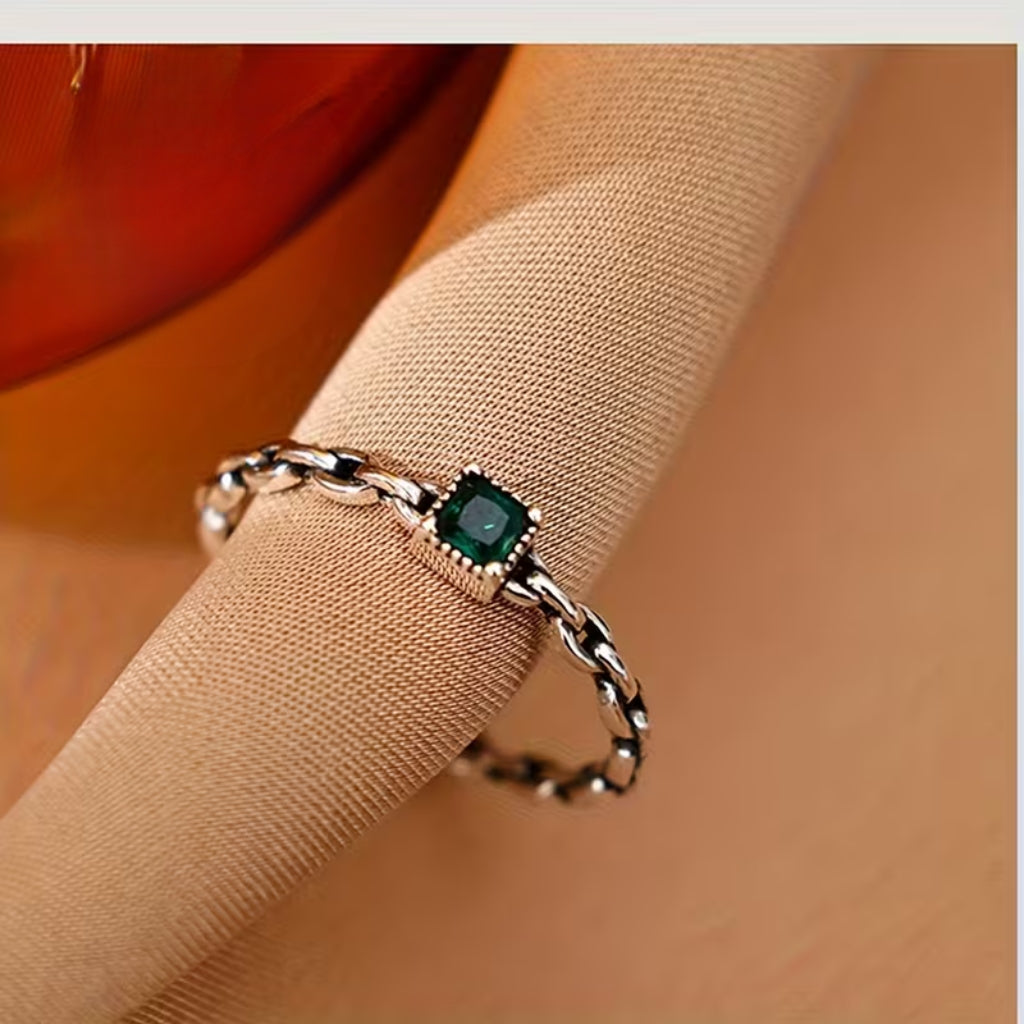 Emerald Chain Ring