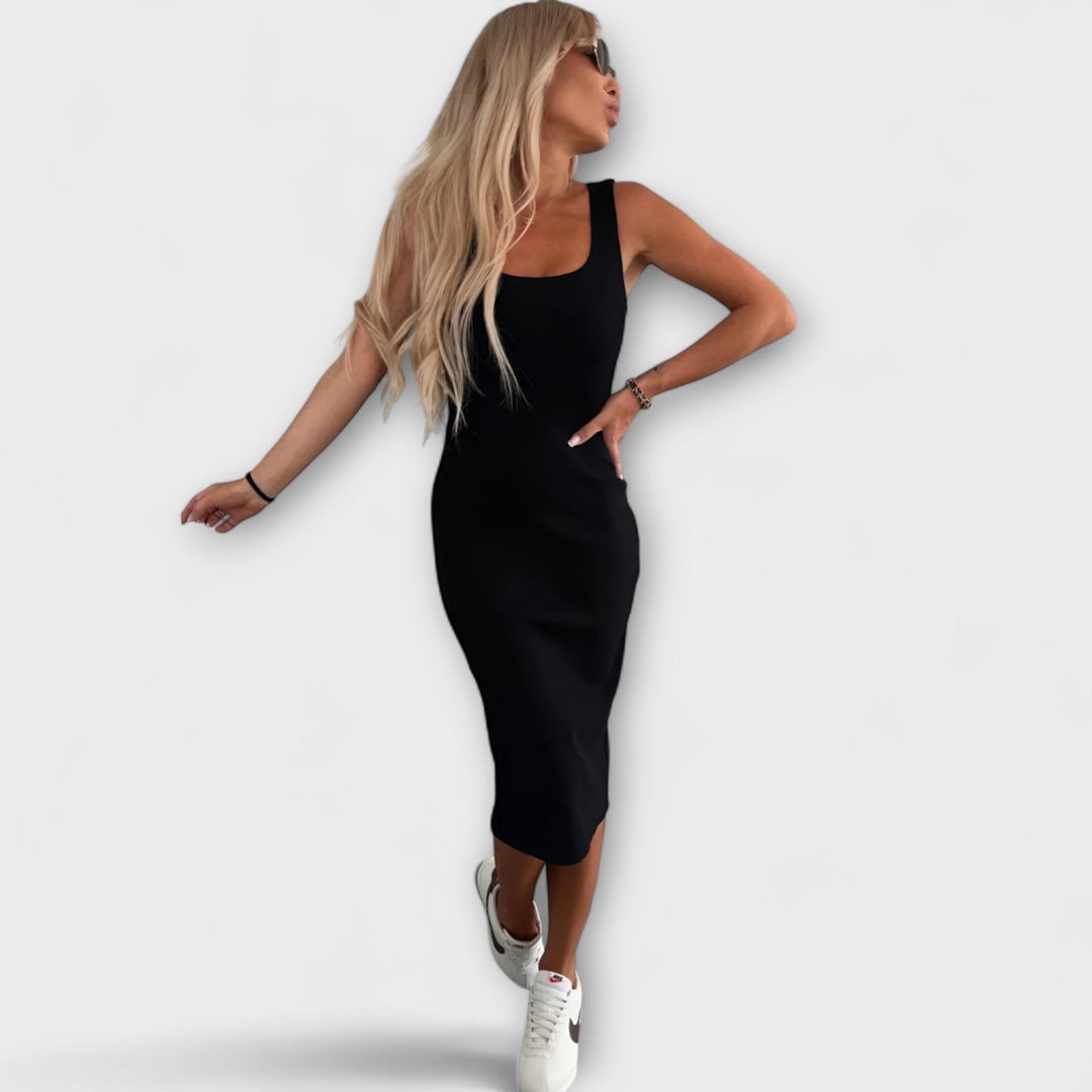 Comfort Midi Dress with Cardigan