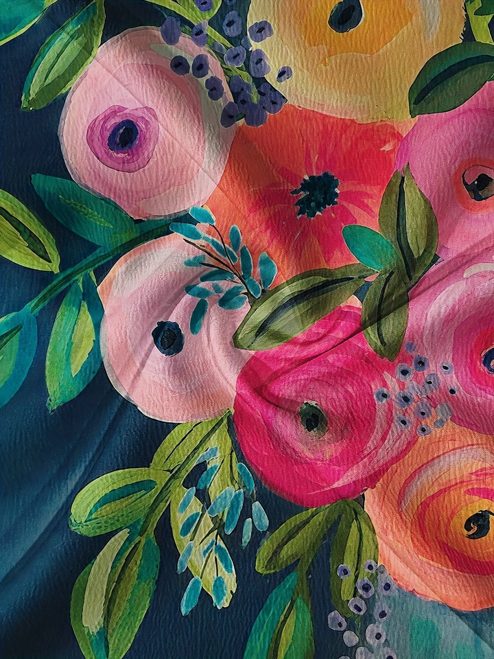 Janet-Vintage Floral Print Casual Shirt