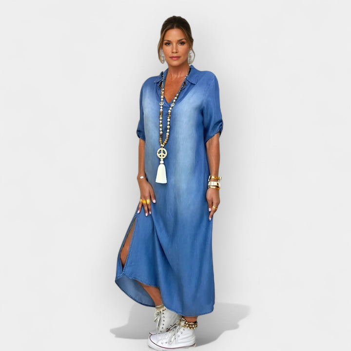 Naledi – Long Denim Dress with Slit