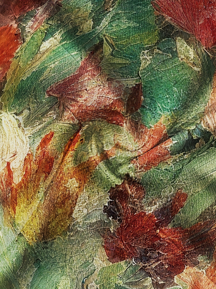 Violet-Vintage Floral Print Short Sleeve Shirt