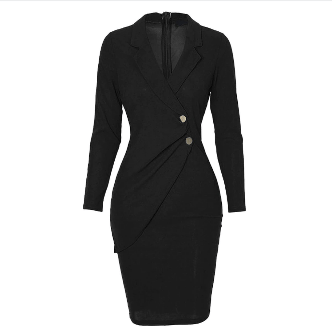 Elegant V-Neck Bodycon Office Dress