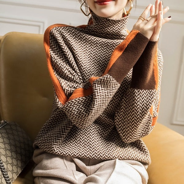 Clémence | Turtleneck Sweater with Contrasting Stripes