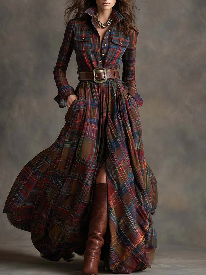 Beatriz ❘ Long plaid dress with belt