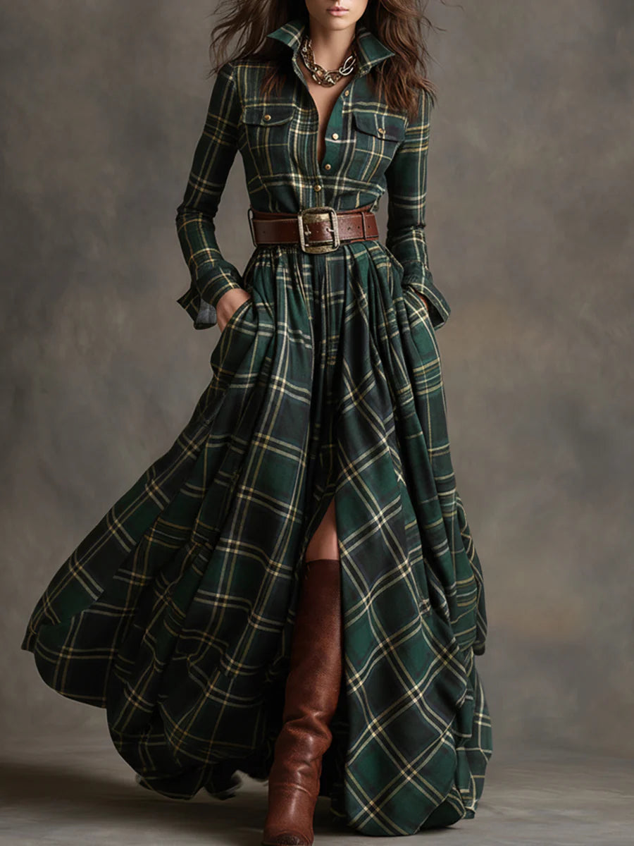 Beatriz ❘ Long plaid dress with belt