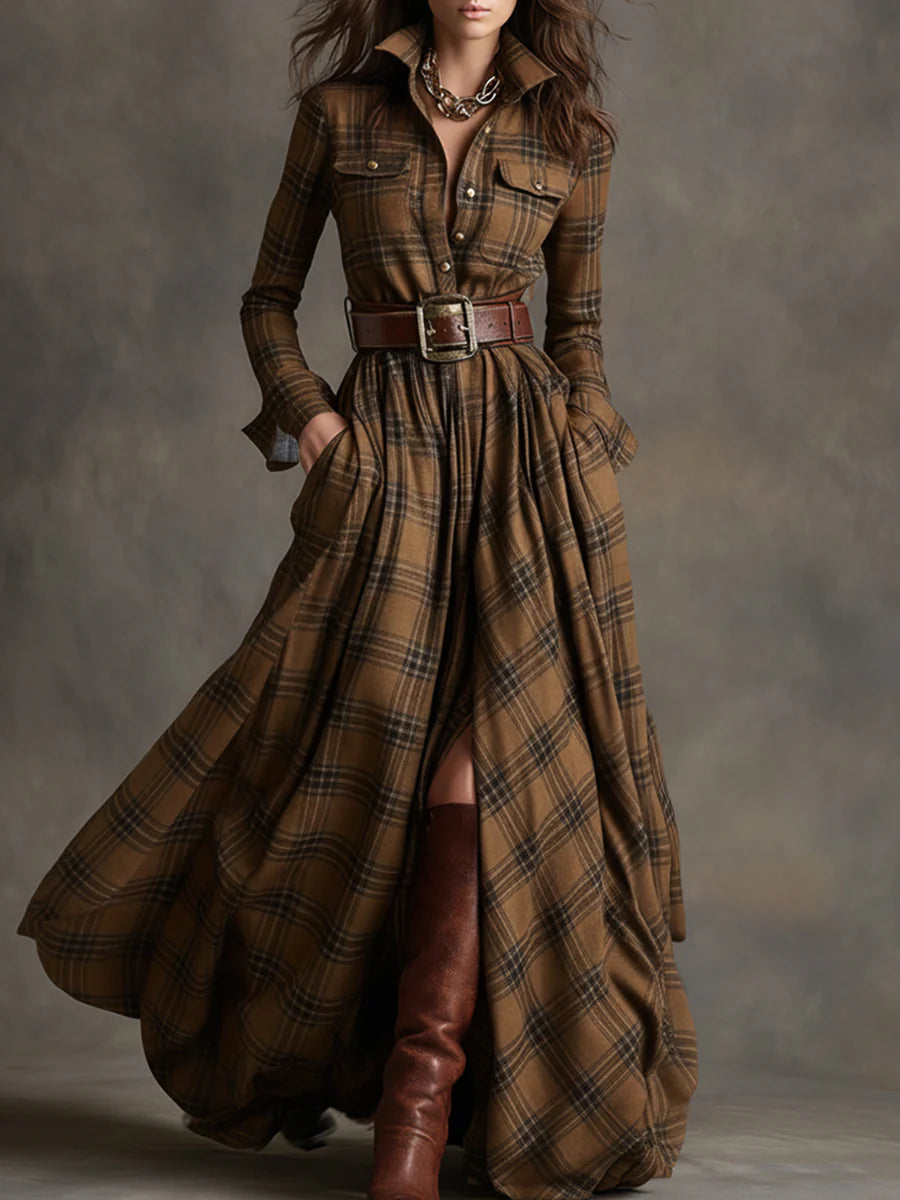Beatriz ❘ Long plaid dress with belt
