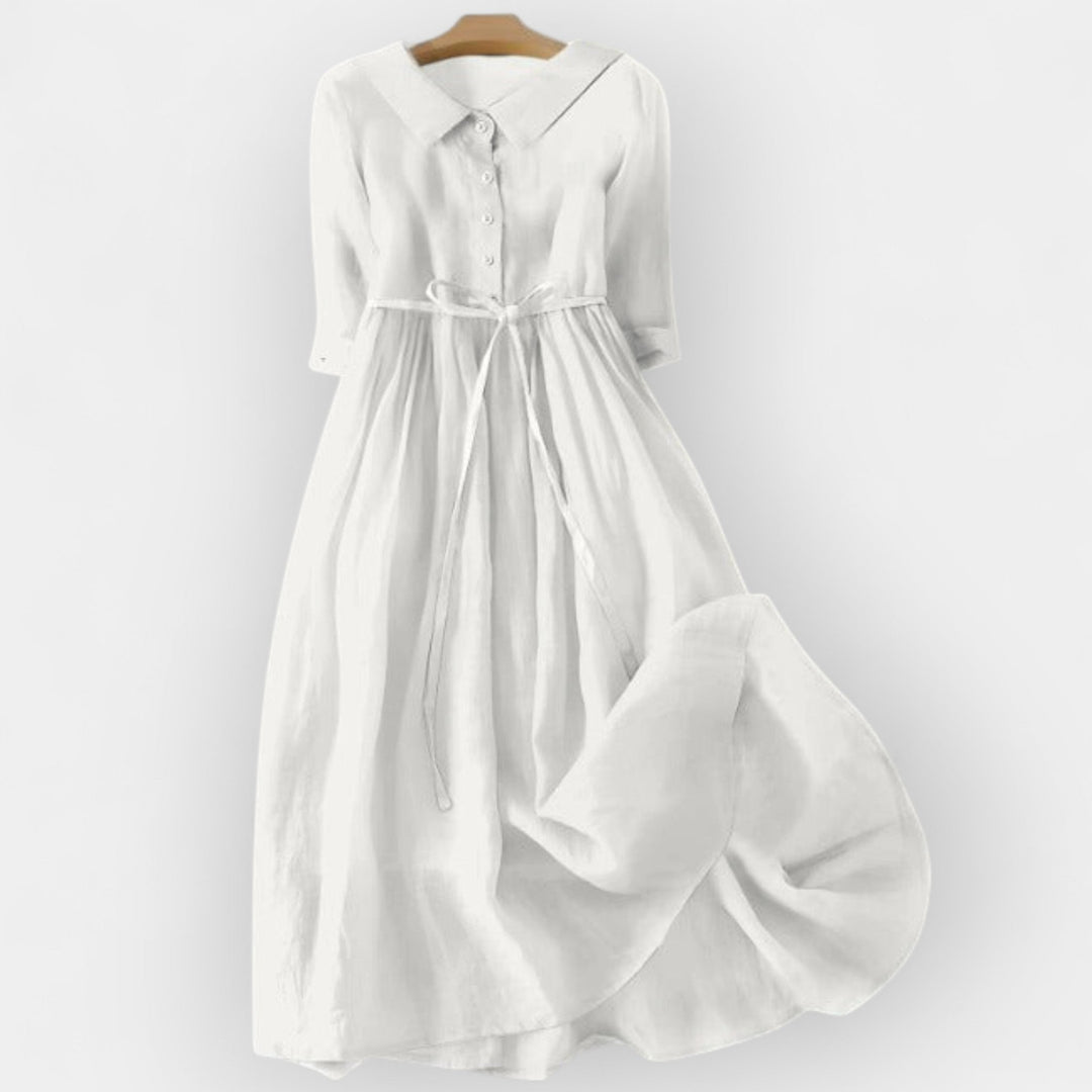 Elegant Short Dress with Waist Tie