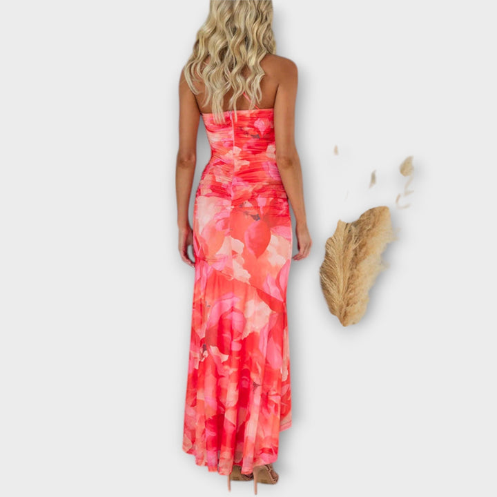 Pia – One-Sided Ruched Maxi Dress