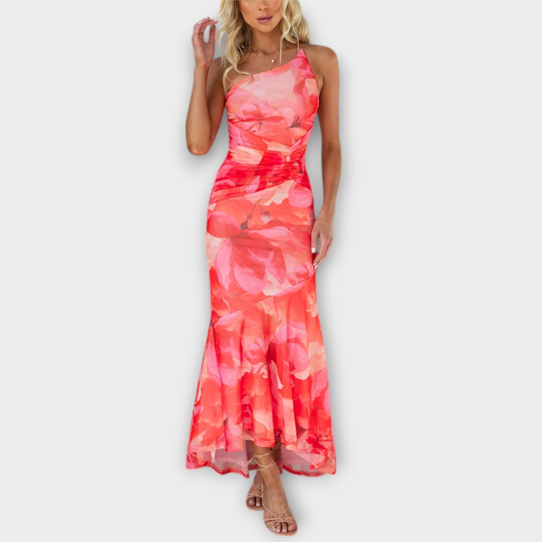 Pia – One-Sided Ruched Maxi Dress