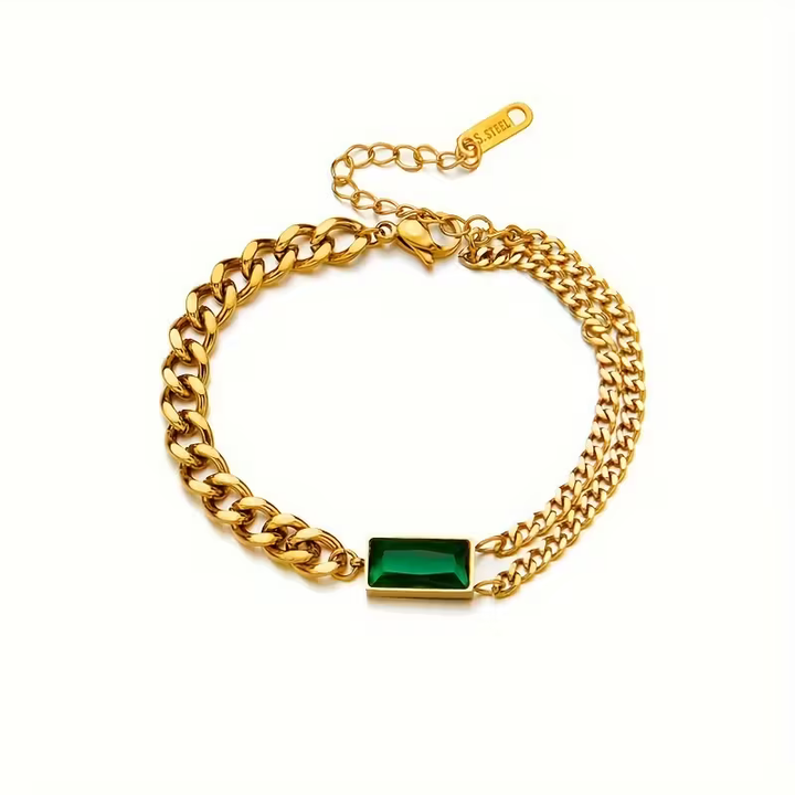 Emerald Bar Chain Bracelet