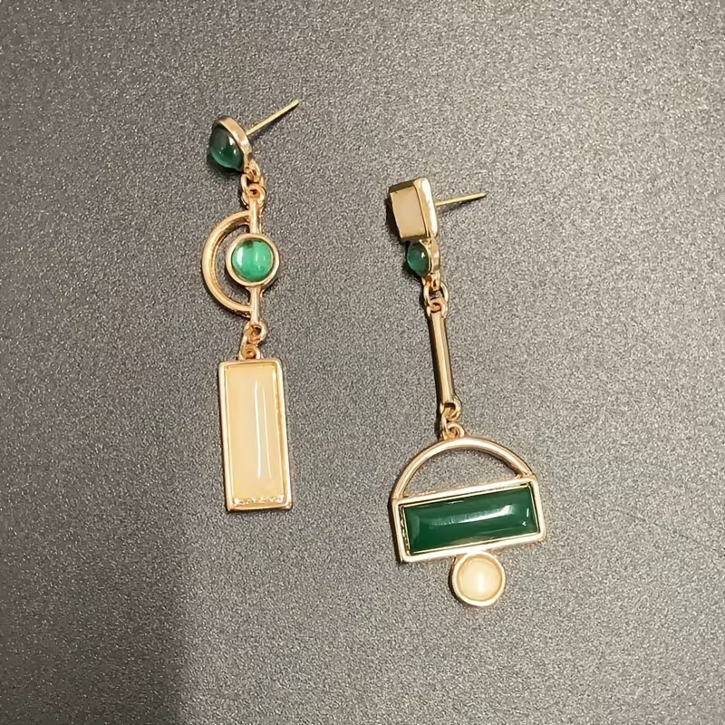 Emerald Geometry Earrings