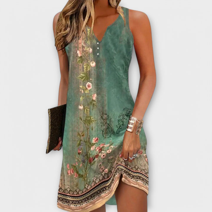 Midi Summer Dress with Floral Pattern