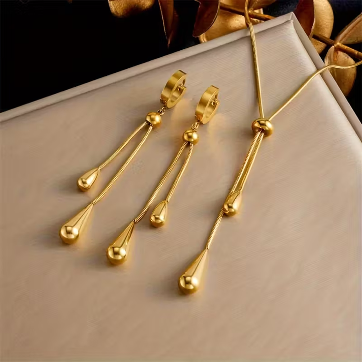 Golden Jewelry Dangle Set
