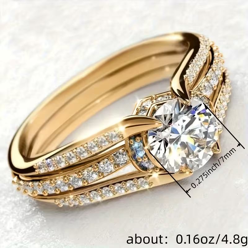Luxury Ring Inlaid Shiny Zirconia Ring