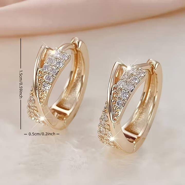 Gold Cross Zirconia Hoop Earrings