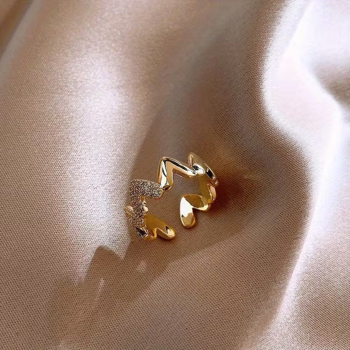 Adjustable Twin Heart Ring